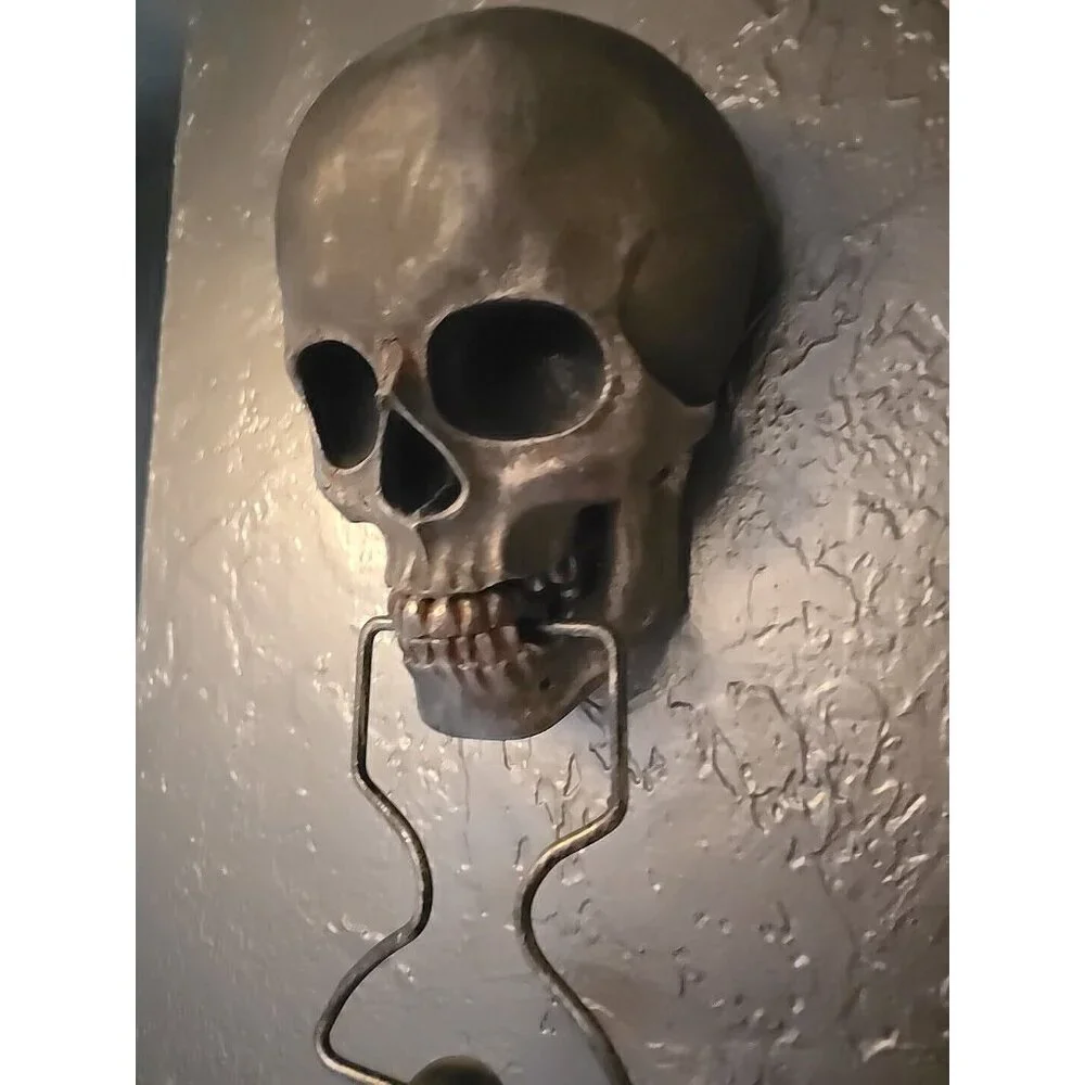 RESIN SKULL Door Knocker SILVER Gray Home WALL DECOR Dark Gothic Halloween New - Picture 1 of 6